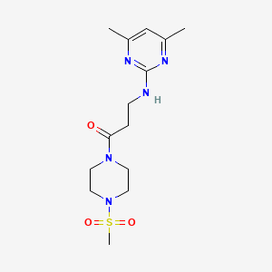 molecular formula C14H23N5O3S B12162792 3-[(4,6-Dimethylpyrimidin-2-yl)amino]-1-[4-(methylsulfonyl)piperazin-1-yl]propan-1-one 