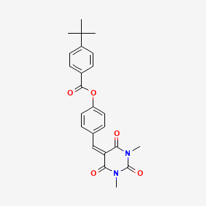 molecular formula C24H24N2O5 B12162819 4-[(1,3-dimethyl-2,4,6-trioxotetrahydropyrimidin-5(2H)-ylidene)methyl]phenyl 4-tert-butylbenzoate 