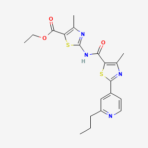 molecular formula C20H22N4O3S2 B12162823 Ethyl 4-methyl-2-({[4-methyl-2-(2-propylpyridin-4-yl)-1,3-thiazol-5-yl]carbonyl}amino)-1,3-thiazole-5-carboxylate 