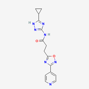 molecular formula C15H15N7O2 B12162835 N-(3-cyclopropyl-1H-1,2,4-triazol-5-yl)-3-[3-(pyridin-4-yl)-1,2,4-oxadiazol-5-yl]propanamide 