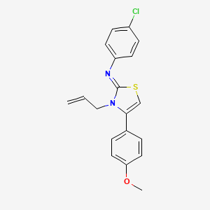 1-{2-[(4-Chlorophenyl)azamethylene]-3-prop-2-enyl(1,3-thiazolin-4-yl)}-4-metho xybenzene