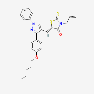 molecular formula C28H29N3O2S2 B12162899 (5Z)-5-({3-[4-(hexyloxy)phenyl]-1-phenyl-1H-pyrazol-4-yl}methylidene)-3-(prop-2-en-1-yl)-2-thioxo-1,3-thiazolidin-4-one 