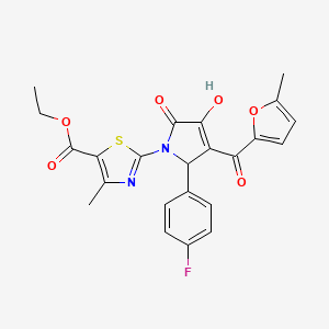 ethyl 2-{(3E)-2-(4-fluorophenyl)-3-[hydroxy(5-methylfuran-2-yl)methylidene]-4,5-dioxopyrrolidin-1-yl}-4-methyl-1,3-thiazole-5-carboxylate