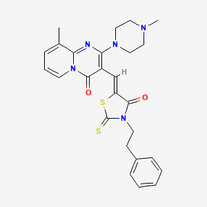 molecular formula C26H27N5O2S2 B12162954 9-methyl-2-(4-methylpiperazin-1-yl)-3-{(Z)-[4-oxo-3-(2-phenylethyl)-2-thioxo-1,3-thiazolidin-5-ylidene]methyl}-4H-pyrido[1,2-a]pyrimidin-4-one 