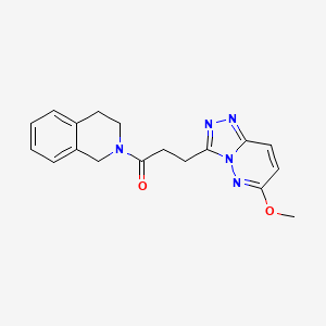 molecular formula C18H19N5O2 B12163031 1-(3,4-dihydroisoquinolin-2(1H)-yl)-3-(6-methoxy[1,2,4]triazolo[4,3-b]pyridazin-3-yl)propan-1-one 