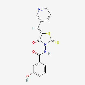 3-hydroxy-N-[(5Z)-4-oxo-5-(pyridin-3-ylmethylidene)-2-thioxo-1,3-thiazolidin-3-yl]benzamide