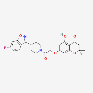 molecular formula C25H25FN2O6 B12163064 7-{2-[4-(6-fluoro-1,2-benzoxazol-3-yl)piperidin-1-yl]-2-oxoethoxy}-5-hydroxy-2,2-dimethyl-2,3-dihydro-4H-chromen-4-one 