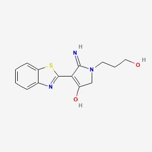 molecular formula C14H15N3O2S B12163158 4-(1,3-benzothiazol-2-yl)-1-(3-hydroxypropyl)-5-imino-2,5-dihydro-1H-pyrrol-3-ol 