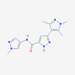 molecular formula C14H17N7O B12163223 1',3',5'-trimethyl-N-(1-methyl-1H-pyrazol-4-yl)-1'H,2H-3,4'-bipyrazole-5-carboxamide 