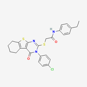 2-{[3-(4-chlorophenyl)-4-oxo-3,4,5,6,7,8-hexahydro[1]benzothieno[2,3-d]pyrimidin-2-yl]sulfanyl}-N-(4-ethylphenyl)acetamide