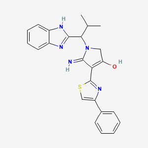 molecular formula C24H23N5OS B12163272 1-[1-(1H-benzimidazol-2-yl)-2-methylpropyl]-5-imino-4-(4-phenyl-1,3-thiazol-2-yl)-2,5-dihydro-1H-pyrrol-3-ol 