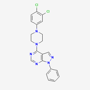 molecular formula C21H18Cl2N6 B12163277 4-[4-(3,4-Dichlorophenyl)piperazinyl]-1-phenylpyrazolo[5,4-d]pyrimidine 