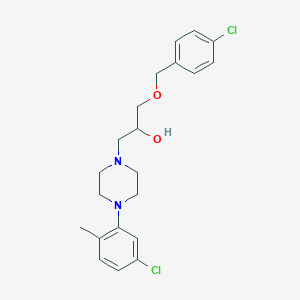 molecular formula C21H26Cl2N2O2 B12163300 1-[4-(5-Chloro-2-methylphenyl)piperazin-1-yl]-3-[(4-chlorophenyl)methoxy]propan-2-ol 