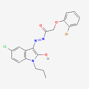 molecular formula C19H17BrClN3O3 B12163409 2-(2-bromophenoxy)-N'-[(3Z)-5-chloro-2-oxo-1-propyl-1,2-dihydro-3H-indol-3-ylidene]acetohydrazide 