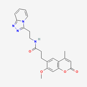 molecular formula C22H22N4O4 B12163488 3-(7-methoxy-4-methyl-2-oxo-2H-chromen-6-yl)-N-[2-([1,2,4]triazolo[4,3-a]pyridin-3-yl)ethyl]propanamide 