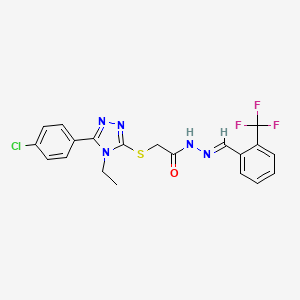 2-{[5-(4-chlorophenyl)-4-ethyl-4H-1,2,4-triazol-3-yl]sulfanyl}-N'-{(E)-[2-(trifluoromethyl)phenyl]methylidene}acetohydrazide