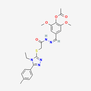 molecular formula C24H27N5O5S B12163522 4-{(Z)-[2-({[4-ethyl-5-(4-methylphenyl)-4H-1,2,4-triazol-3-yl]sulfanyl}acetyl)hydrazinylidene]methyl}-2,6-dimethoxyphenyl acetate 