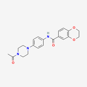 molecular formula C21H23N3O4 B1216361 N-[4-(4-acetyl-1-piperazinyl)phenyl]-2,3-dihydro-1,4-benzodioxin-6-carboxamide 