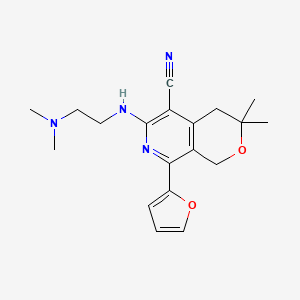 molecular formula C19H24N4O2 B1216365 6-[2-(Dimethylamino)ethylamino]-8-(2-furanyl)-3,3-dimethyl-1,4-dihydropyrano[3,4-c]pyridine-5-carbonitrile 