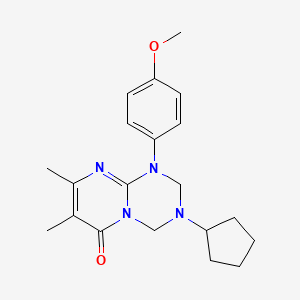 6H-Pyrimido[1,2-a]-1,3,5-triazin-6-one, 3-cyclopentyl-1,2,3,4-tetrahydro-1-(4-methoxyphenyl)-7,8-dimethyl-