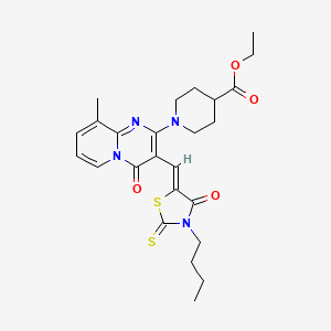 ethyl 1-{3-[(Z)-(3-butyl-4-oxo-2-thioxo-1,3-thiazolidin-5-ylidene)methyl]-9-methyl-4-oxo-4H-pyrido[1,2-a]pyrimidin-2-yl}piperidine-4-carboxylate