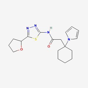 molecular formula C18H24N4O2S B12163941 2-(1-(1H-pyrrol-1-yl)cyclohexyl)-N-(5-(tetrahydrofuran-2-yl)-1,3,4-thiadiazol-2-yl)acetamide 