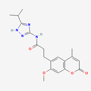 molecular formula C19H22N4O4 B12164187 3-(7-methoxy-4-methyl-2-oxo-2H-chromen-6-yl)-N-[5-(propan-2-yl)-1H-1,2,4-triazol-3-yl]propanamide 