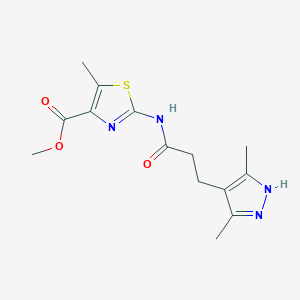 molecular formula C14H18N4O3S B12164207 methyl 2-{[3-(3,5-dimethyl-1H-pyrazol-4-yl)propanoyl]amino}-5-methyl-1,3-thiazole-4-carboxylate 