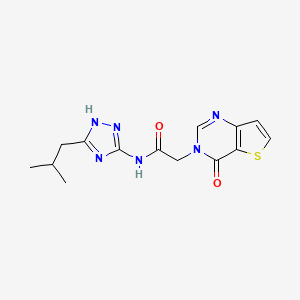 molecular formula C14H16N6O2S B12164262 N-[3-(2-methylpropyl)-1H-1,2,4-triazol-5-yl]-2-(4-oxothieno[3,2-d]pyrimidin-3(4H)-yl)acetamide 