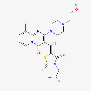 molecular formula C23H29N5O3S2 B12164270 2-[4-(2-hydroxyethyl)piperazin-1-yl]-9-methyl-3-{(Z)-[3-(2-methylpropyl)-4-oxo-2-thioxo-1,3-thiazolidin-5-ylidene]methyl}-4H-pyrido[1,2-a]pyrimidin-4-one 