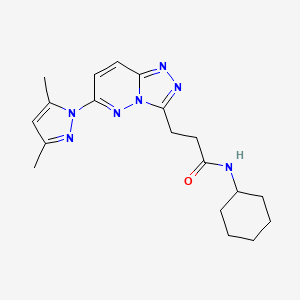 molecular formula C19H25N7O B12164291 N-cyclohexyl-3-[6-(3,5-dimethyl-1H-pyrazol-1-yl)[1,2,4]triazolo[4,3-b]pyridazin-3-yl]propanamide 