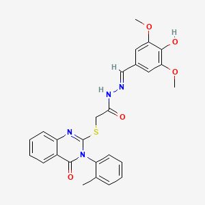 molecular formula C26H24N4O5S B12164306 N'-[(E)-(4-hydroxy-3,5-dimethoxyphenyl)methylidene]-2-{[3-(2-methylphenyl)-4-oxo-3,4-dihydroquinazolin-2-yl]sulfanyl}acetohydrazide 