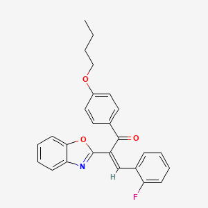 molecular formula C26H22FNO3 B12164384 (2Z)-2-benzoxazol-2-yl-1-(4-butoxyphenyl)-3-(2-fluorophenyl)prop-2-en-1-one 