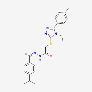 molecular formula C23H27N5OS B12164495 2-[[4-ethyl-5-(4-methylphenyl)-1,2,4-triazol-3-yl]sulfanyl]-N-[(E)-(4-propan-2-ylphenyl)methylideneamino]acetamide 