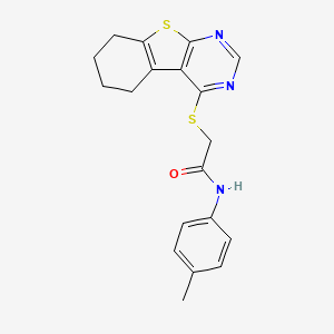 molecular formula C19H19N3OS2 B12164572 N-(4-methylphenyl)-2-(5,6,7,8-tetrahydro[1]benzothieno[2,3-d]pyrimidin-4-ylsulfanyl)acetamide 