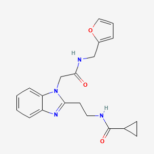 molecular formula C20H22N4O3 B12164617 N-{2-[1-({[(furan-2-yl)methyl]carbamoyl}methyl)-1H-1,3-benzodiazol-2-yl]ethyl}cyclopropanecarboxamide 