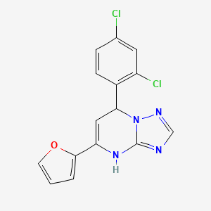 molecular formula C15H10Cl2N4O B12164628 7-(2,4-Dichlorophenyl)-5-(furan-2-yl)-4,7-dihydro[1,2,4]triazolo[1,5-a]pyrimidine 