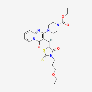 ethyl 4-(3-{(Z)-[3-(3-ethoxypropyl)-4-oxo-2-thioxo-1,3-thiazolidin-5-ylidene]methyl}-4-oxo-4H-pyrido[1,2-a]pyrimidin-2-yl)piperazine-1-carboxylate