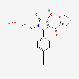 molecular formula C23H27NO5 B12164657 (4E)-5-(4-tert-butylphenyl)-4-[furan-2-yl(hydroxy)methylidene]-1-(3-methoxypropyl)pyrrolidine-2,3-dione 