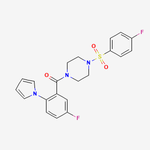 molecular formula C21H19F2N3O3S B12164691 {4-[(4-fluorophenyl)sulfonyl]piperazin-1-yl}[5-fluoro-2-(1H-pyrrol-1-yl)phenyl]methanone 