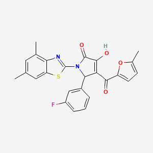 (4E)-1-(4,6-dimethyl-1,3-benzothiazol-2-yl)-5-(3-fluorophenyl)-4-[hydroxy(5-methylfuran-2-yl)methylidene]pyrrolidine-2,3-dione