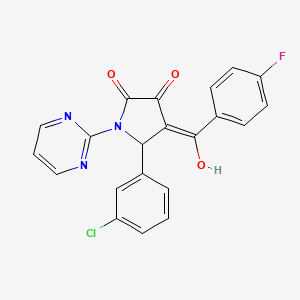 (4E)-5-(3-chlorophenyl)-4-[(4-fluorophenyl)(hydroxy)methylidene]-1-(pyrimidin-2-yl)pyrrolidine-2,3-dione