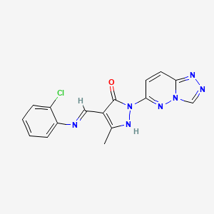 (4E)-4-{[(2-chlorophenyl)amino]methylidene}-5-methyl-2-([1,2,4]triazolo[4,3-b]pyridazin-6-yl)-2,4-dihydro-3H-pyrazol-3-one