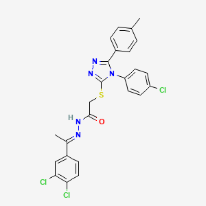 molecular formula C25H20Cl3N5OS B12164769 2-{[4-(4-chlorophenyl)-5-(4-methylphenyl)-4H-1,2,4-triazol-3-yl]sulfanyl}-N'-[(1E)-1-(3,4-dichlorophenyl)ethylidene]acetohydrazide 