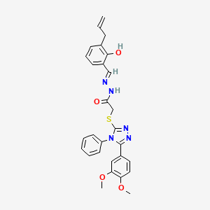 molecular formula C28H27N5O4S B12164782 2-{[5-(3,4-dimethoxyphenyl)-4-phenyl-4H-1,2,4-triazol-3-yl]sulfanyl}-N'-{(E)-[2-hydroxy-3-(prop-2-en-1-yl)phenyl]methylidene}acetohydrazide 