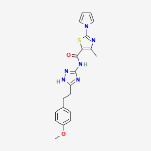 molecular formula C20H20N6O2S B12164797 N-{3-[2-(4-methoxyphenyl)ethyl]-1H-1,2,4-triazol-5-yl}-4-methyl-2-(1H-pyrrol-1-yl)-1,3-thiazole-5-carboxamide 