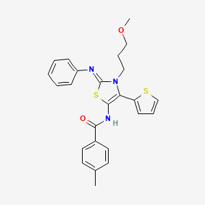 molecular formula C25H25N3O2S2 B12164808 N-[(2E)-3-(3-methoxypropyl)-2-(phenylimino)-4-(thiophen-2-yl)-2,3-dihydro-1,3-thiazol-5-yl]-4-methylbenzamide 