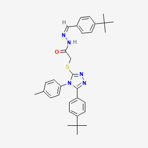 molecular formula C32H37N5OS B12164818 N'-[(Z)-(4-tert-butylphenyl)methylidene]-2-{[5-(4-tert-butylphenyl)-4-(4-methylphenyl)-4H-1,2,4-triazol-3-yl]sulfanyl}acetohydrazide 