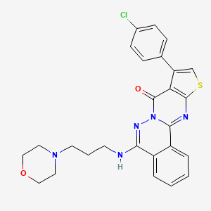 13-(4-Chlorophenyl)-8-{[3-(morpholin-4-yl)propyl]amino}-15-thia-9,10,17-triazatetracyclo[8.7.0.0^{2,7}.0^{12,16}]heptadeca-1(17),2(7),3,5,8,12(16),13-heptaen-11-one