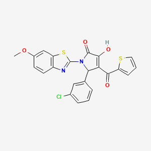 molecular formula C23H15ClN2O4S2 B12165060 (4E)-5-(3-chlorophenyl)-4-[hydroxy(thiophen-2-yl)methylidene]-1-(6-methoxy-1,3-benzothiazol-2-yl)pyrrolidine-2,3-dione 